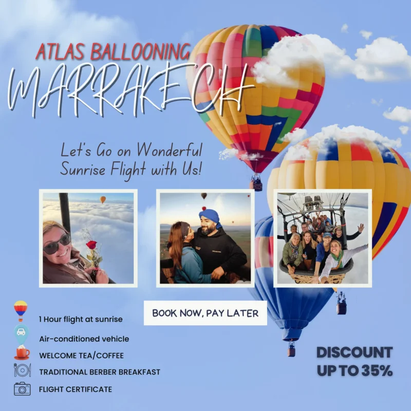 Hot Air Balloon Marrakech and Parapent Marrakech experience over Atlas Mountains and desert